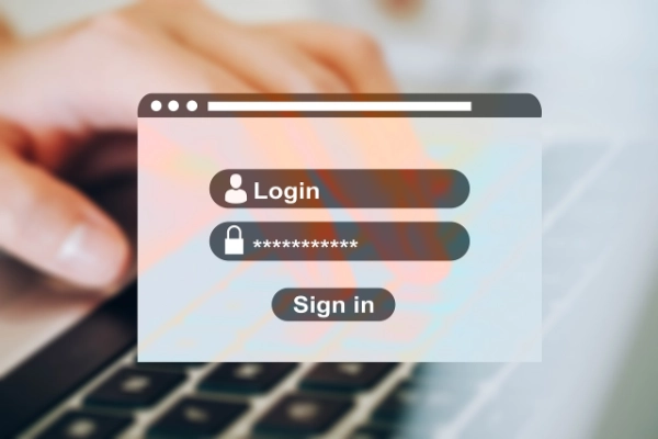 login picture over a keyboard